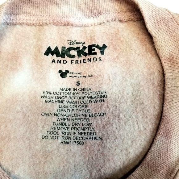 DISNEY Mickey and Friends Tie Dye Women's Peach Blush Crew Neck Sweater, Small - Picture 9 of 9